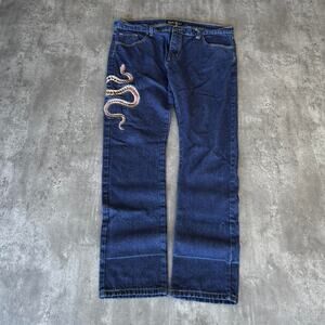 Cr24 Embroidered Snake Streetwear Denim Jeans